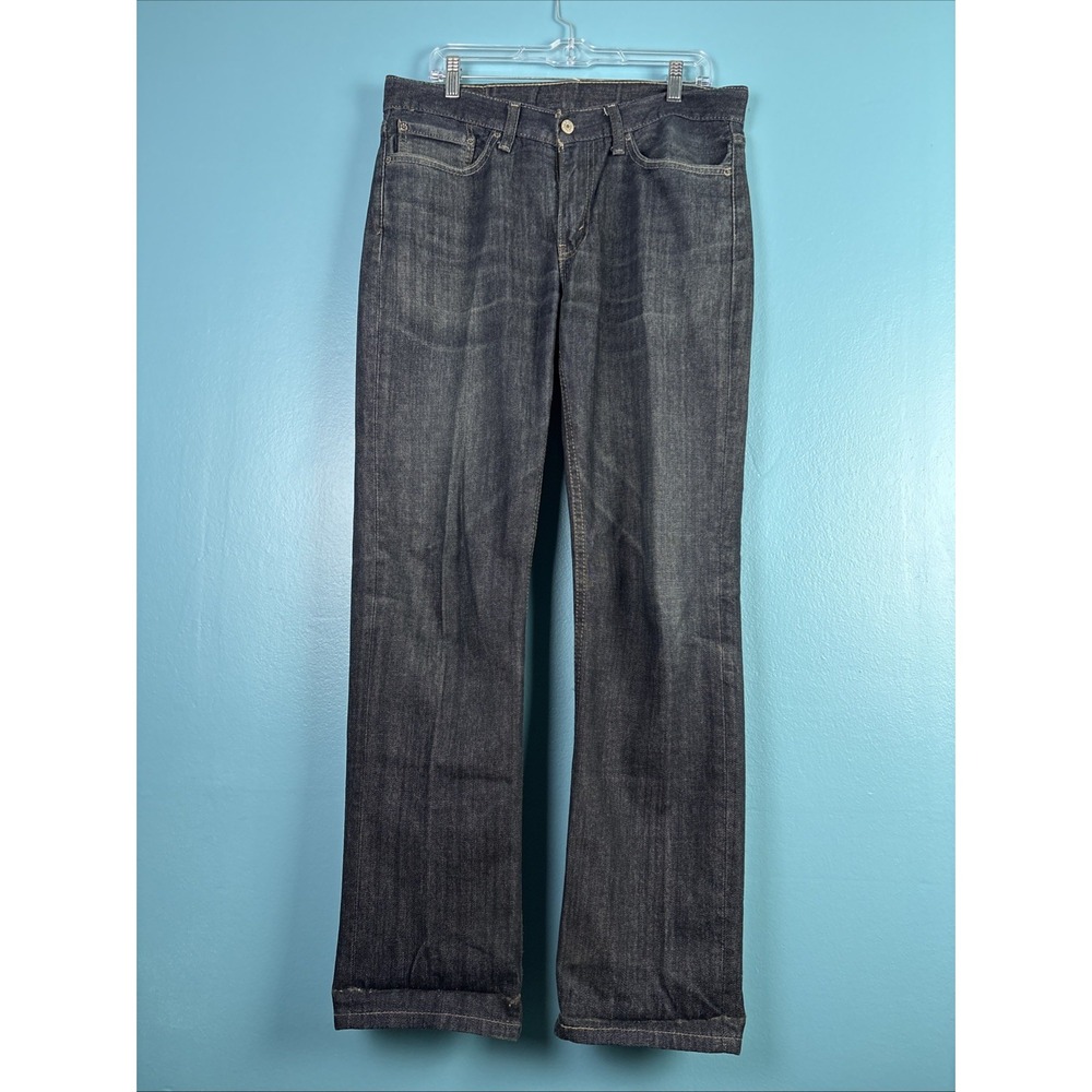 Levi's 514 33 X 32 Straight Fit, Mid Knight Dark Wash Mens Jeans Whiskers Fade